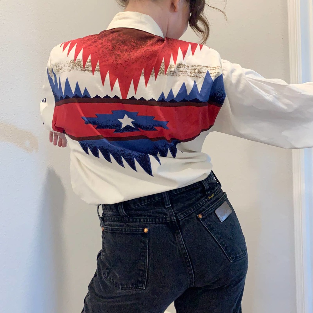 SOLD 90s Western Americana Button Down Sz M - Picture 3 of 5